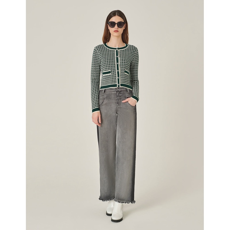 Wide-Leg Ankle-Washed Straight Denim Pants