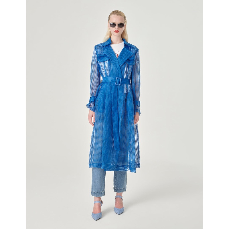 A-Line Trench Windbreaker With Smocked Waist