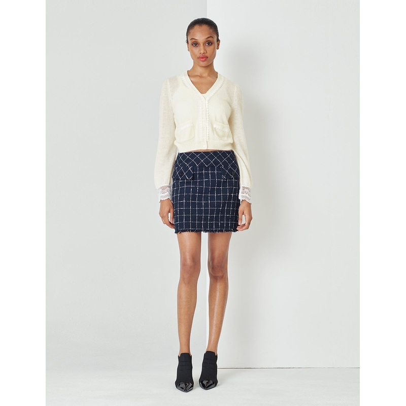 Beige V-Neck Knitted Cardigan