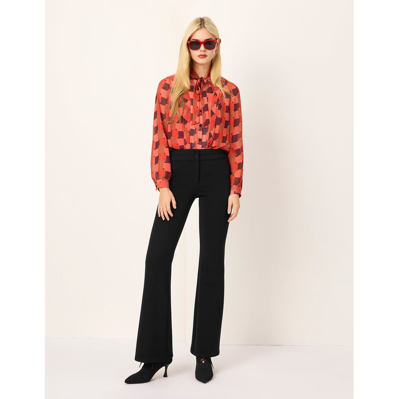 Black Flared Knitted Trousers