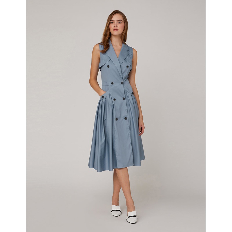 Double breasted buttons lapels dress