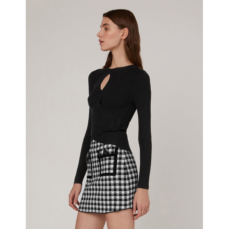 Keyhole Slit Knitted Pullover