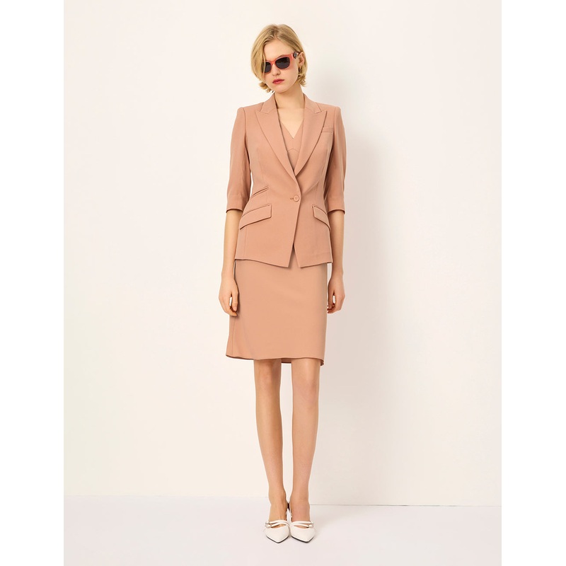 Notch Lapel Single-Breasted Coral Pink Blazer