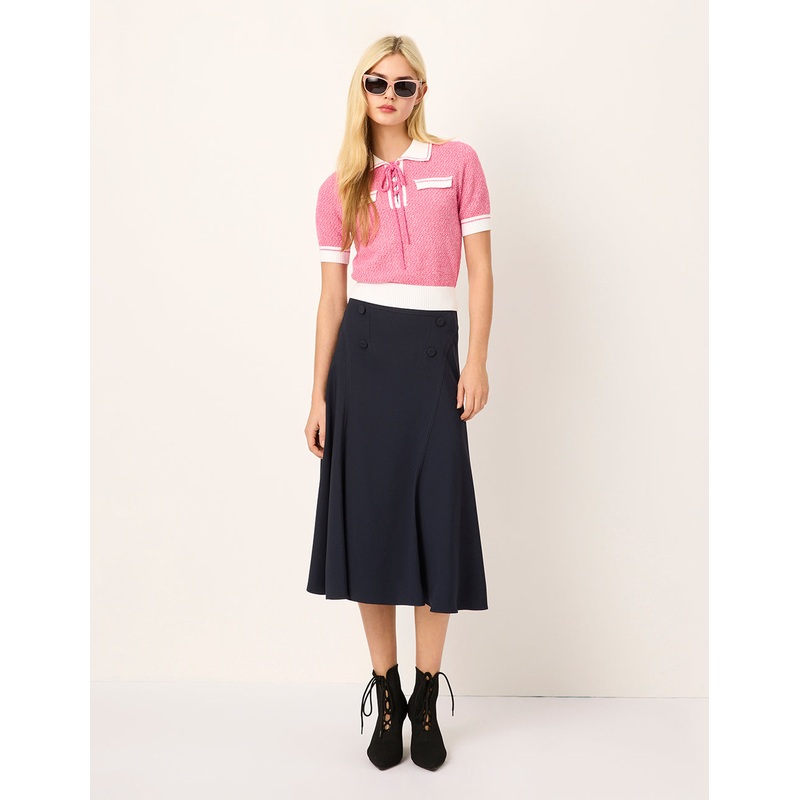 Peter Pan Collar White Trim Short-Sleeved Knitted Pullover