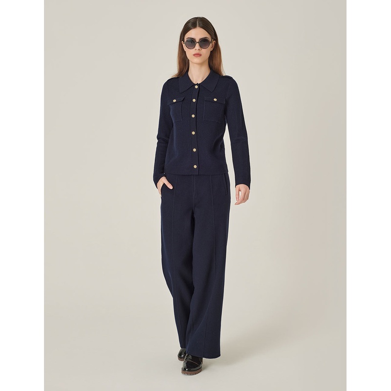 Shirt Collar Long Sleeve Knitted Cardigan