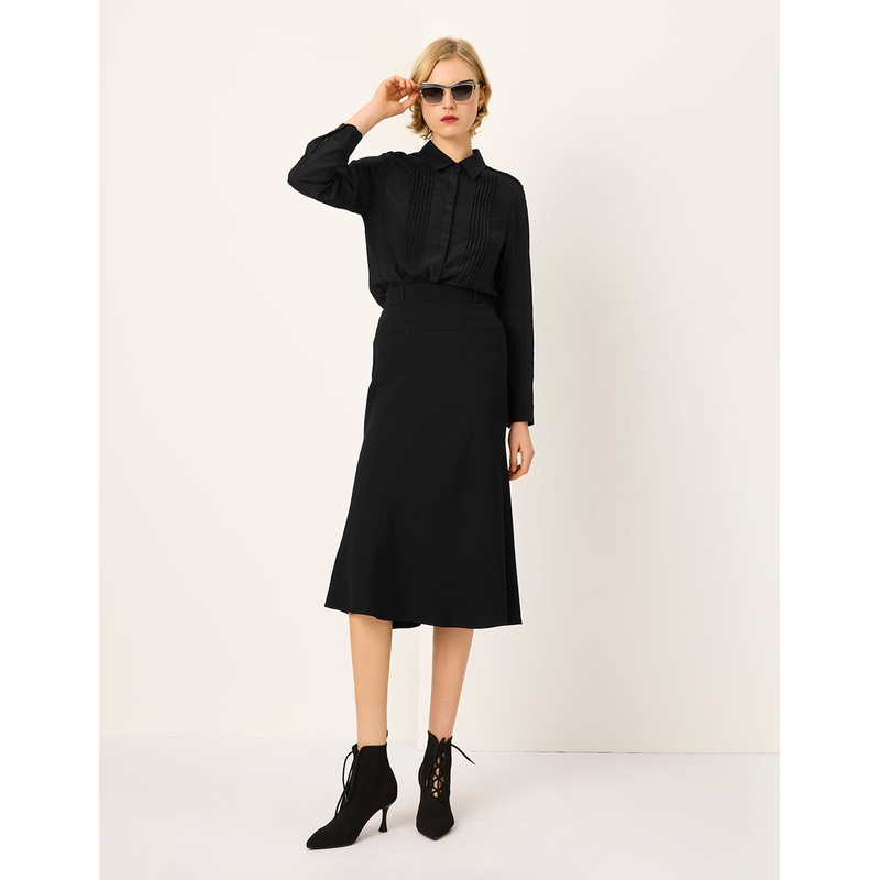 Striped Long-Sleeve Silk Blouse