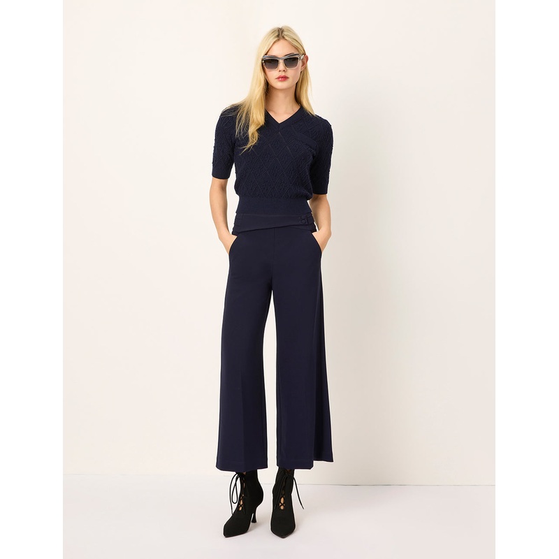 V-Neck Short-Sleeve Diamond Check Cardigan