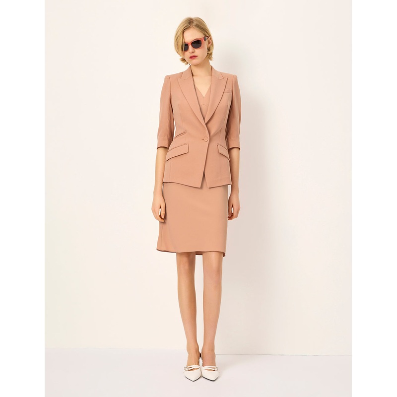 V-Neck Sleeveless Shift Fishtail Midi Dress