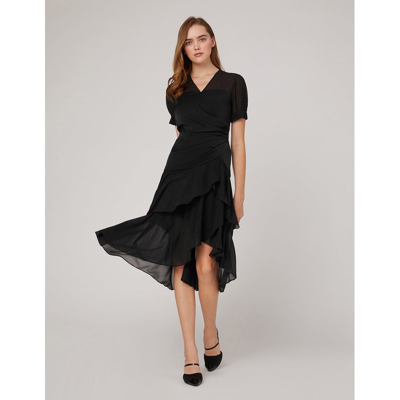 Black noble stitching skirt dress