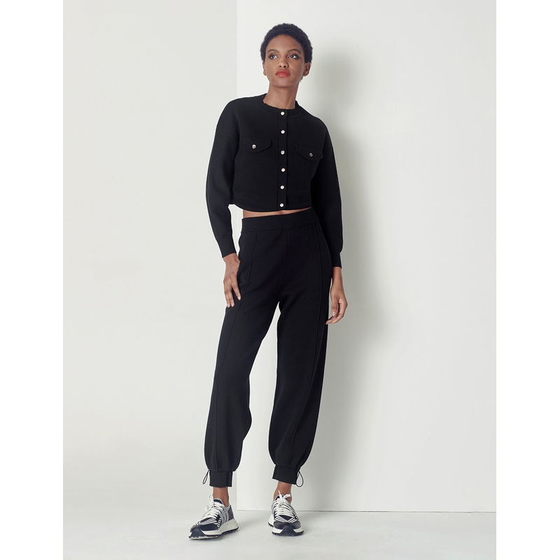 Black sheep wool knitted casual pants