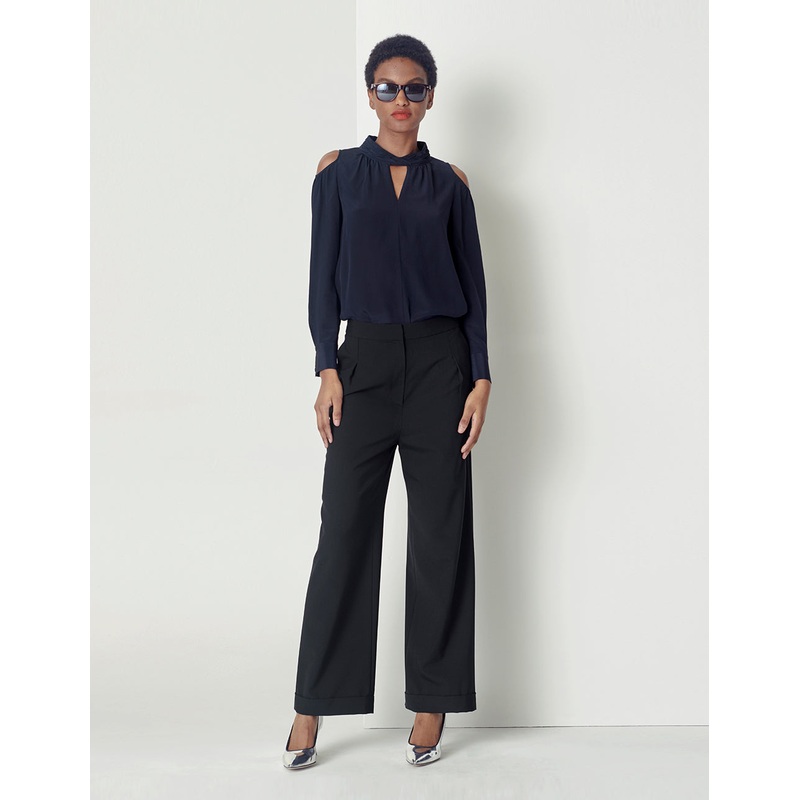Classic straight-leg slacks pants