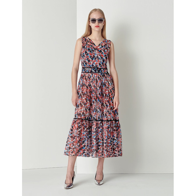 CONTRAST Colour PRINTED SLEEVELESS DRESS