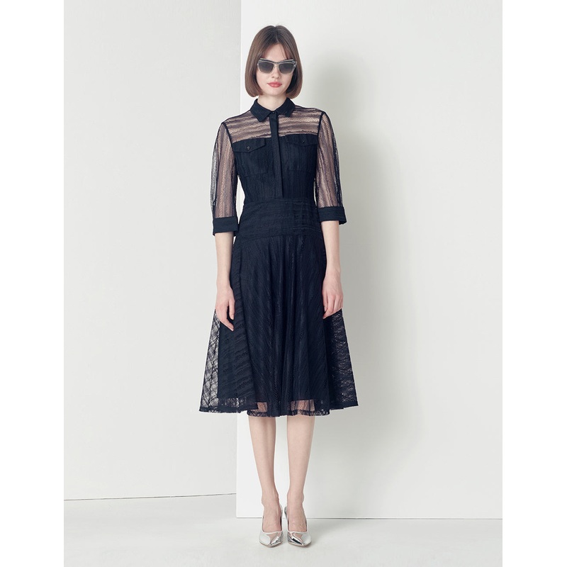 DARKBLUE LACE SHIRT DRESS