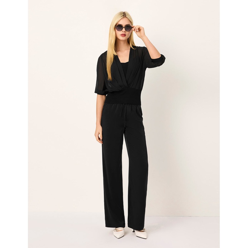 Drapey Straight Wide-leg Trousers