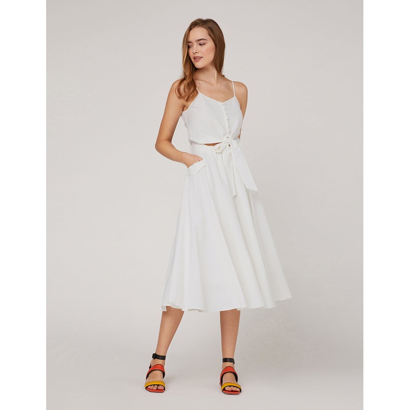 Front button knotted slip dress