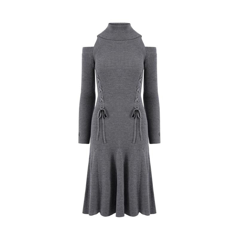 Gray strapless slim dress woman skirt