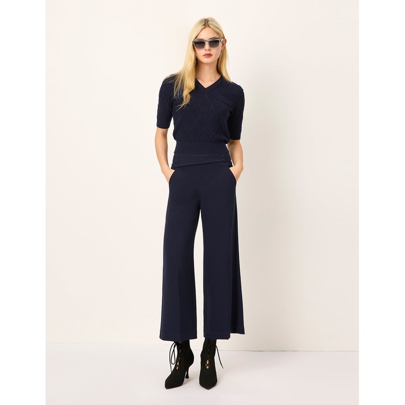 High-Waist Wide-Leg Straight Trousers