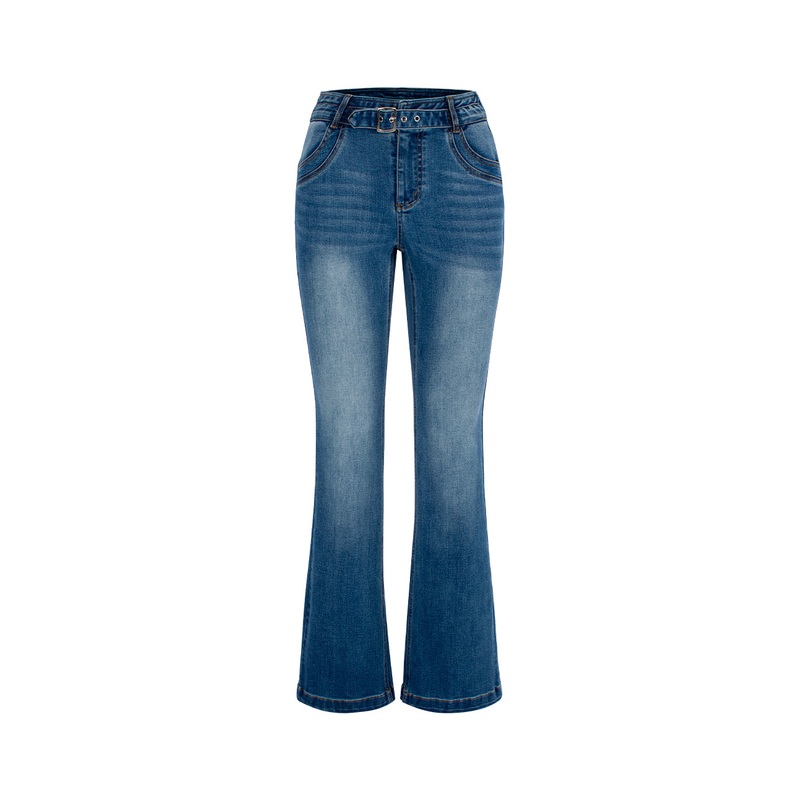 Micro-Flare Washed Denim Jeans