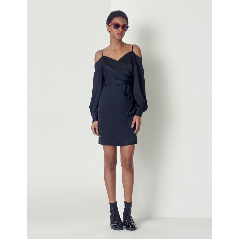 OFF-SHOULDER LONG SLEEVES STRAP DRESS