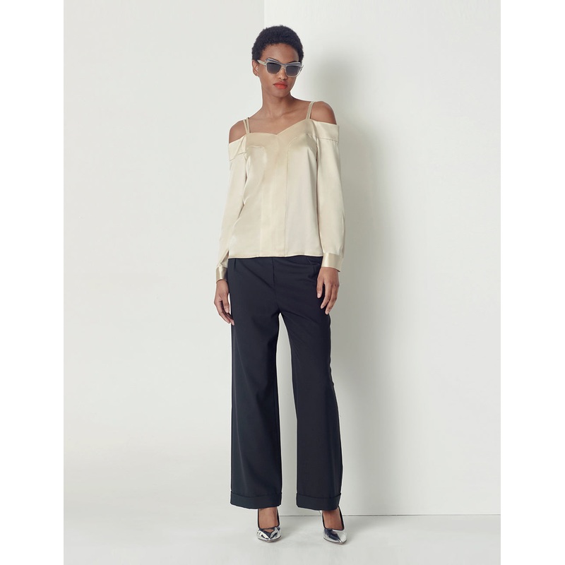 OFF-SHOULDER LONG SLEEVES STRAP TOP