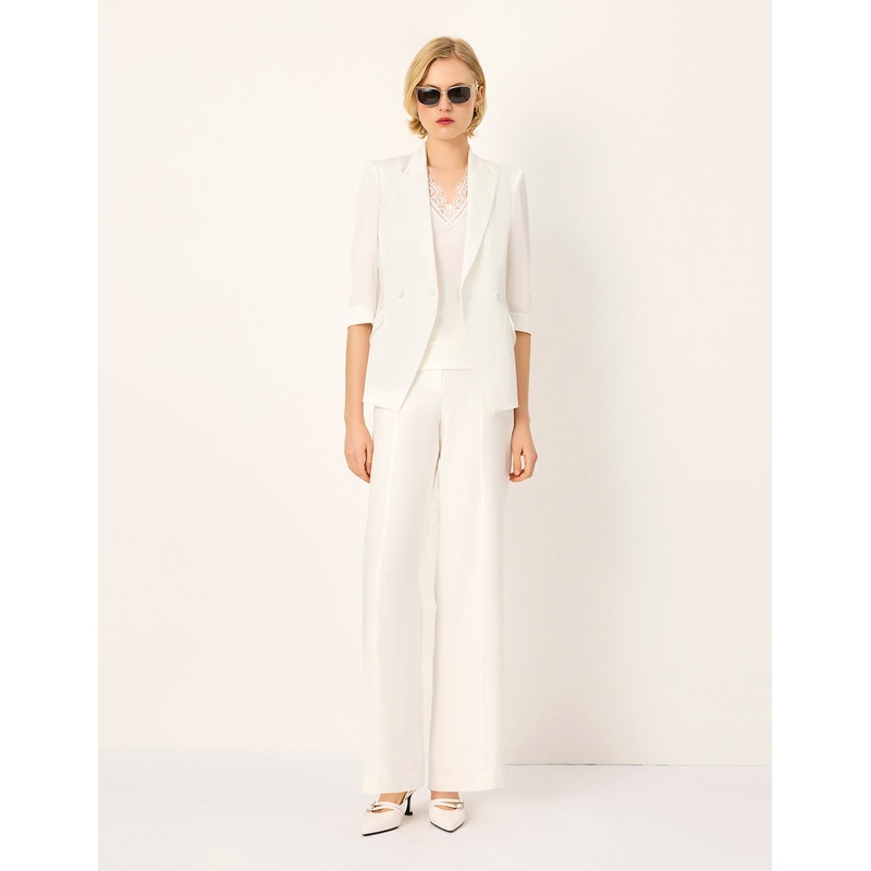 Peaked-Collar 3/4 Sleeve Blazer