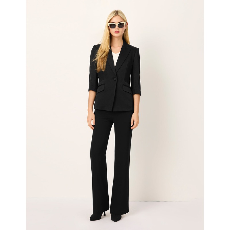 Peaked Lapel 3/4 Sleeves Single-Button Blazer
