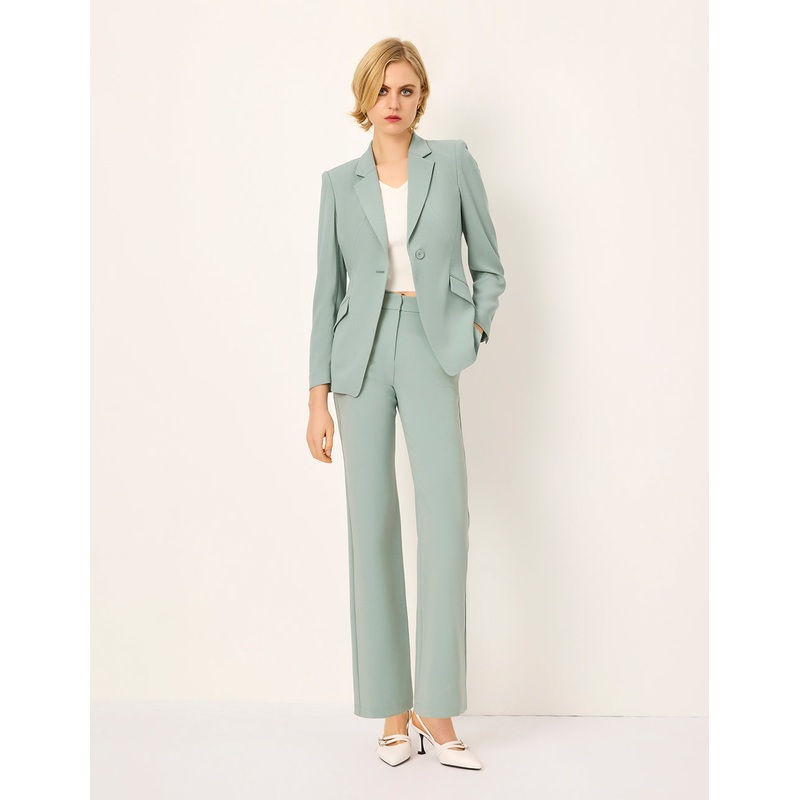 Peaked Lapel One-Button Long-Sleeve Blazer