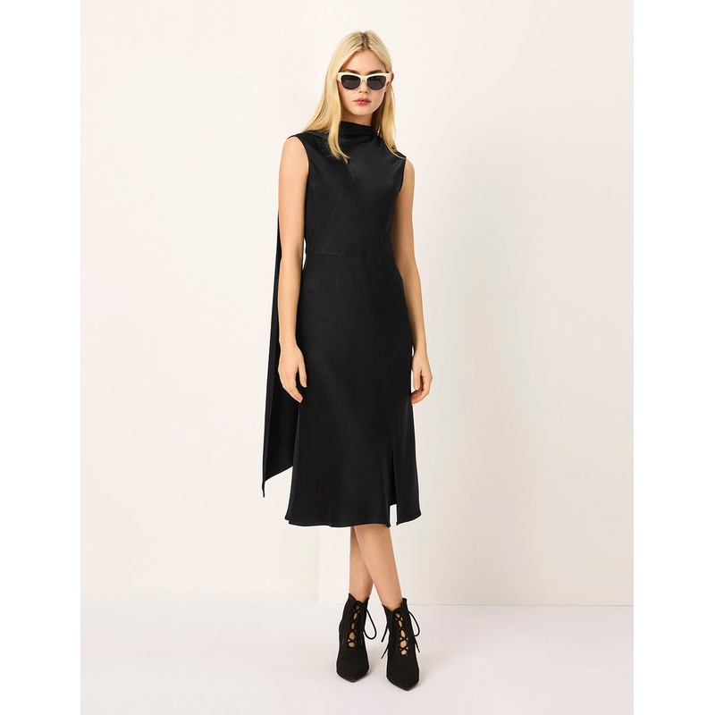 Round Neck Sleeveless Slit Midi Dress