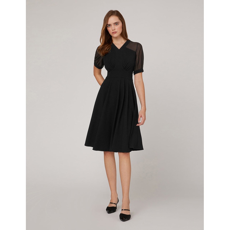 Splicing Black Pleated Dress