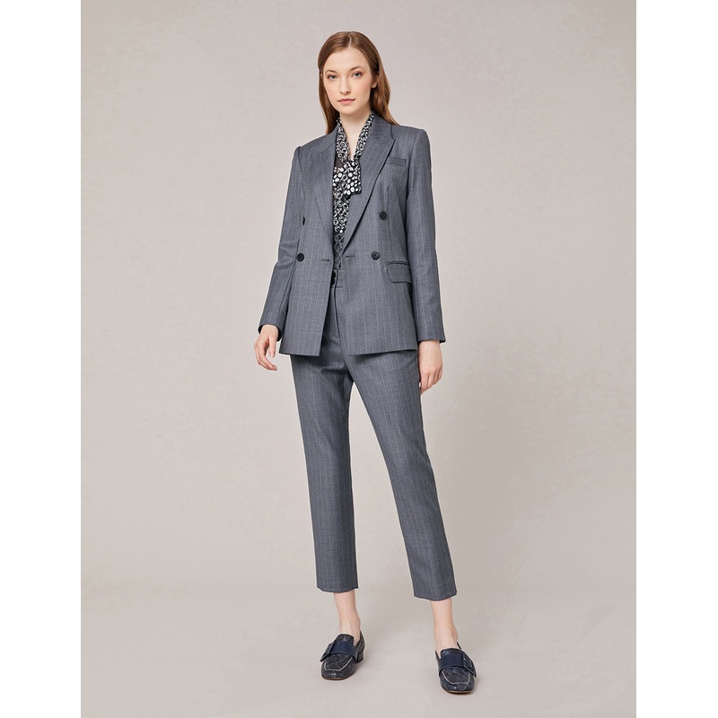 Stripe Crop Leg Suit Pants