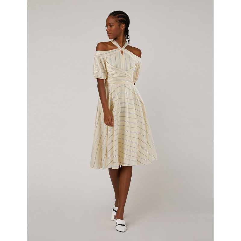 Striped print V-neck dress