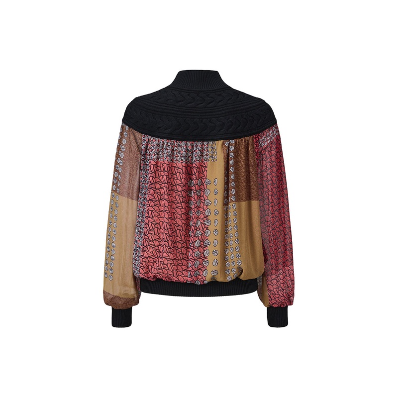 Turtleneck pleated puff sleeves top