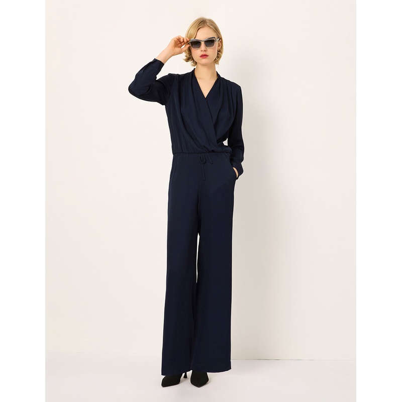 V-Neck Long-Sleeve Cross-Front Wrap Top