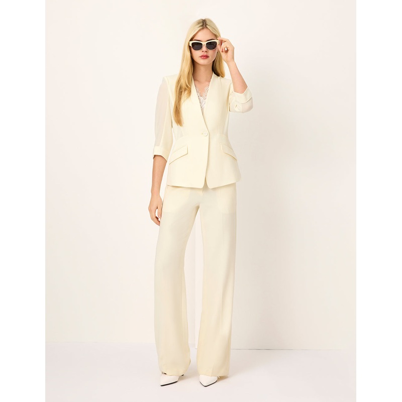 V-neck One-Button Waisted Blazer