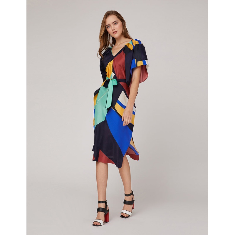 V-neck ruffled sleeves dress