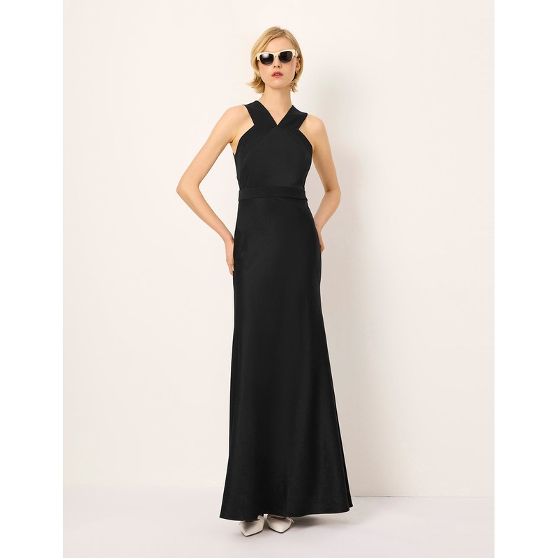 V-Neck Sleeveless Empire-Waist Formal Evening Gown Dress