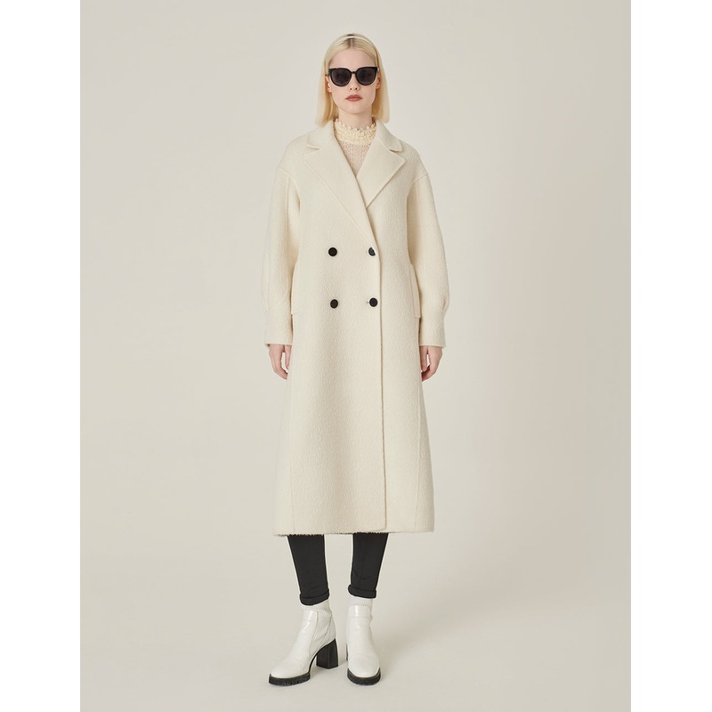 Alpaca Lapel Double-Breasted H-Shaped Coat