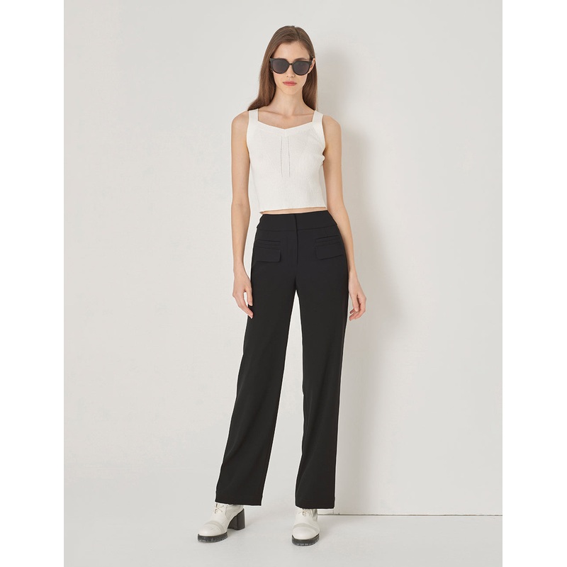 Black Straight Pocket Trousers
