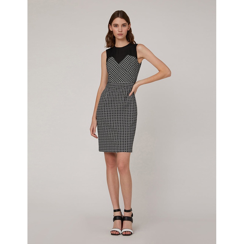 Black white sleeveless plaid dress