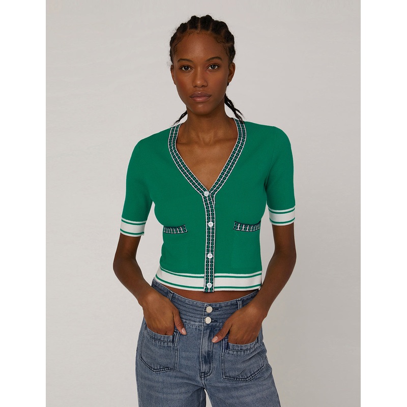 Cactus green short sleeved cardigan