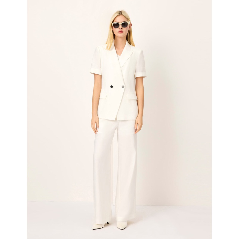 Classic White High-Waist Wide-Leg Pants