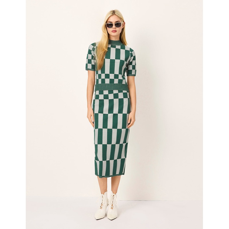 Color Block Pencil Straight Knee-Length Skirt