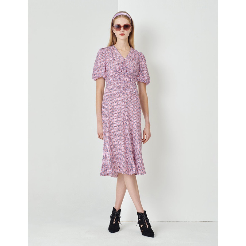 Colourful Floral V-Neck Mermaid Print Dress