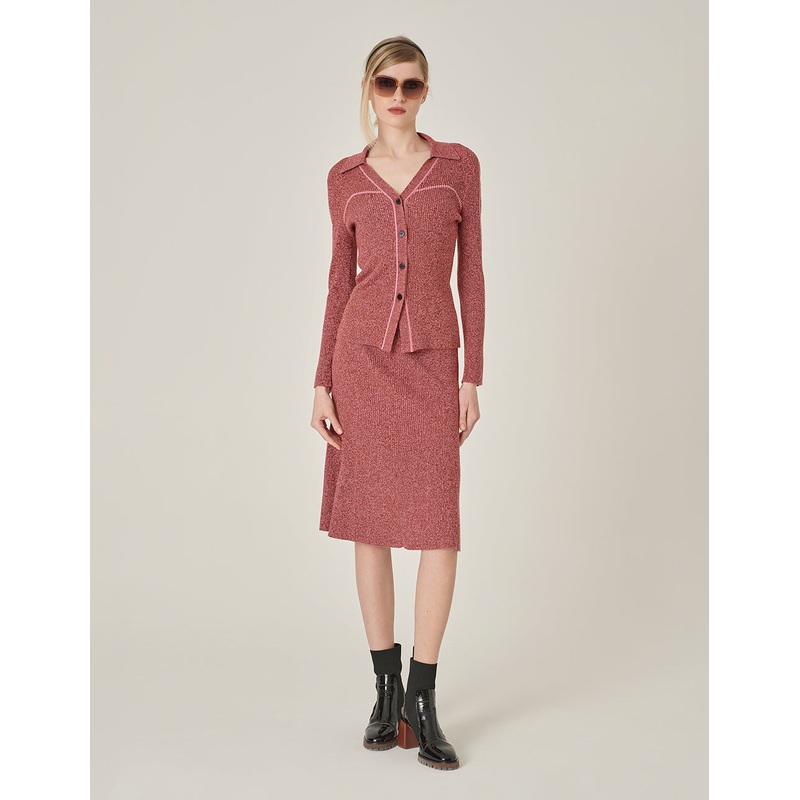 Contrast Floral Wool Knitted Cardigan