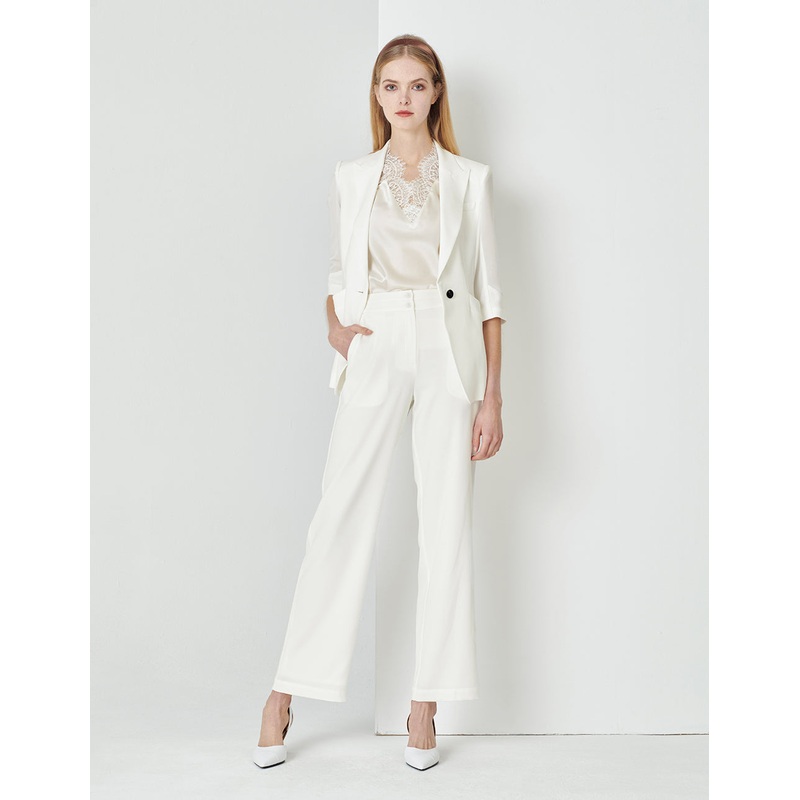 High-End Ivory White 3/4 Sleeve Blazer