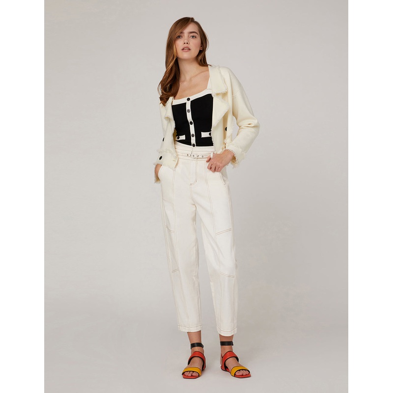 HIGH-RISE CONTRAST STITCH PANTS
