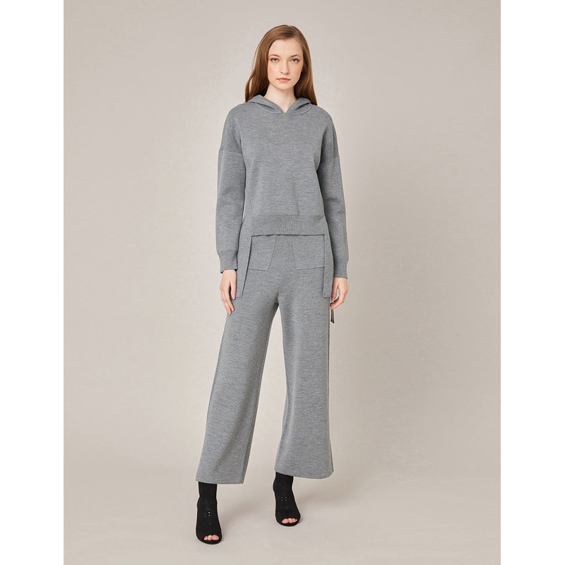 HOODED SLIT KNITTED JUMPER