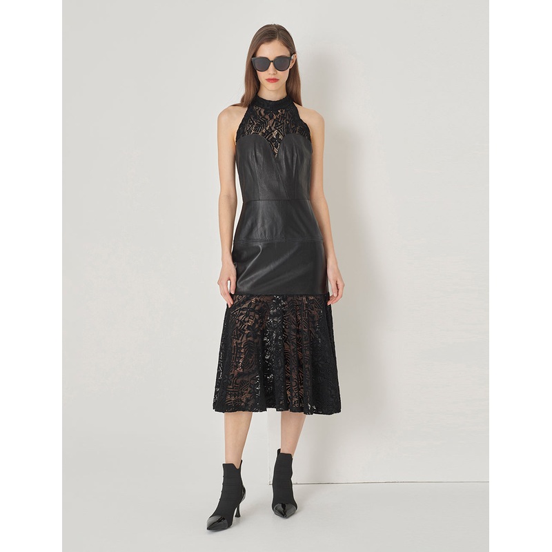 Lace And Sheepskin Elegant Fishtail Dress