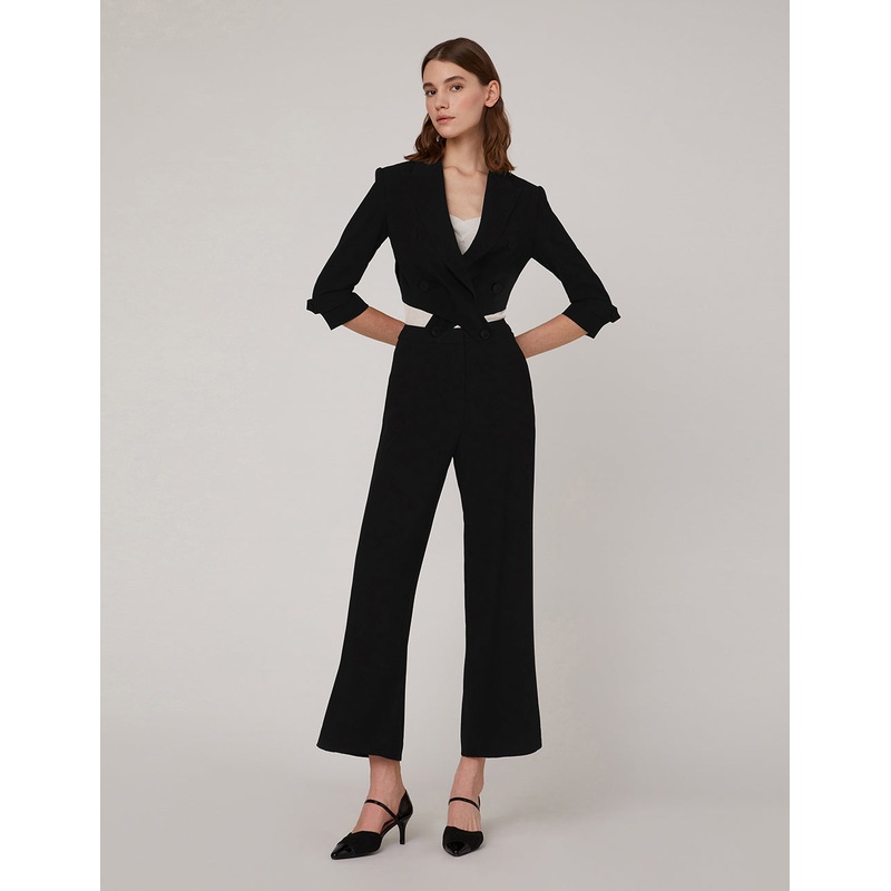 Lapel collar mid sleeve suit blazer