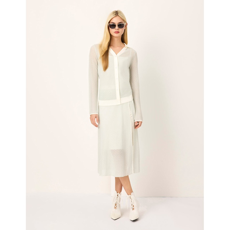 Lapel Long Sleeve White Stripe-Trimmed Knitted Cardigan